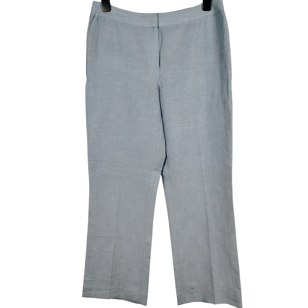 Lafayette 148 Womens SZ 6 Straight Leg Pants Light Blue Linen Wool Quiet Luxury